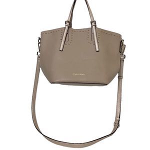 Calvin Klein Ota Studded Beige Bucket Tote Crossbody